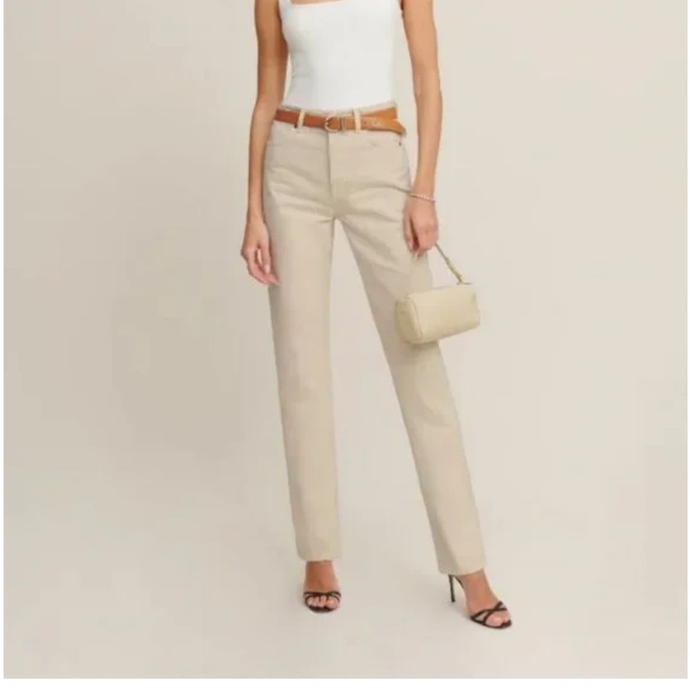 REFORMATION Cynthia High Rise Straight Jeans in Almond